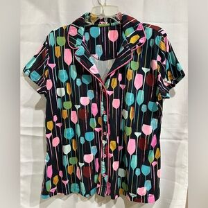 Boutique Multicolor “Wine glasses” Short Pajamas Set Size Large
